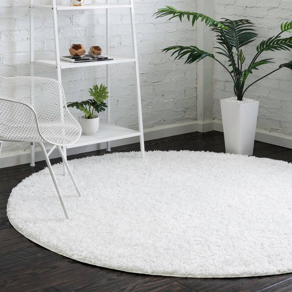 Snow White 12' 4 x 12' 4 Everyday Shag Round Area Rug Thick Soft Touch Fluffy & Plush Shaggy Pile 100% Polypropylene With Cotton Backing Durable  Carpet for Sale at Rug Engine