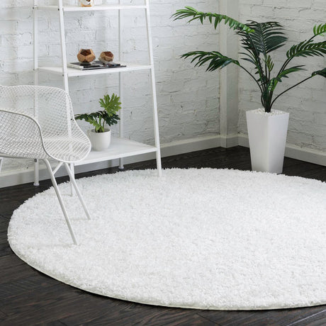 Snow White 12' 4 x 12' 4 Everyday Shag Round Area Rug Thick Soft Touch Fluffy & Plush Shaggy Pile 100% Polypropylene With Cotton Backing Durable  Carpet for Sale at Rug Engine