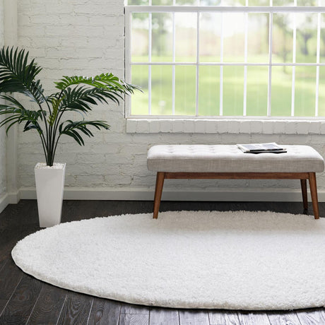 Snow White 8' x 10' Everyday Shag Oval Area Rug Thick Soft Touch Fluffy & Plush Shaggy Pile 100% Polypropylene With Cotton Backing Durable  Carpet for Sale at Rug Engine