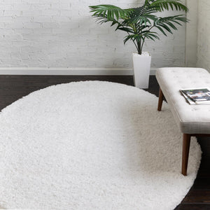 Snow White 8' x 10' Everyday Shag Oval Area Rug Thick Soft Touch Fluffy & Plush Shaggy Pile 100% Polypropylene With Cotton Backing Durable  Carpet for Sale at Rug Engine