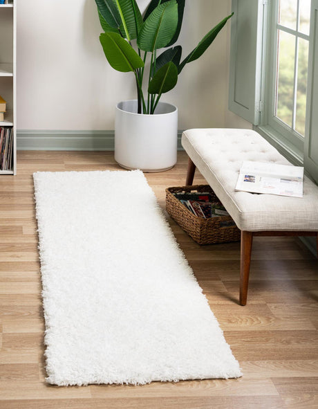 Snow White 2' 6 x 10' Everyday Shag Runner Area Rug Thick Soft Touch Fluffy & Plush Shaggy Pile 100% Polypropylene With Cotton Backing Durable  Carpet for Sale at Rug Engine