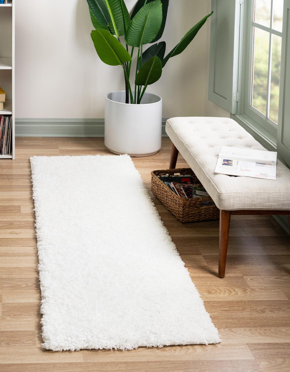 Snow White 2' 6 x 19' 8 Everyday Shag Runner Area Rug Thick Soft Touch Fluffy & Plush Shaggy Pile 100% Polypropylene With Cotton Backing Durable  Carpet for Sale at Rug Engine