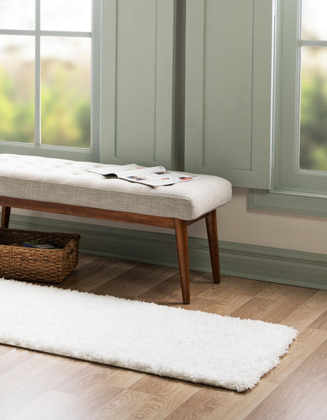 Snow White 2' 2 x 6' 7 Everyday Shag Runner Area Rug Thick Soft Touch Fluffy & Plush Shaggy Pile 100% Polypropylene With Cotton Backing Durable  Carpet for Sale at Rug Engine