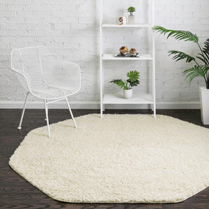 Ivory 4' x 4' Everyday Shag Octagon Area Rug Thick Soft Touch Fluffy & Plush Shaggy Pile 100% Polypropylene With Cotton Backing Durable  Carpet for Sale at Rug Engine