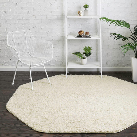 Ivory 4' x 4' Everyday Shag Octagon Area Rug Thick Soft Touch Fluffy & Plush Shaggy Pile 100% Polypropylene With Cotton Backing Durable  Carpet for Sale at Rug Engine