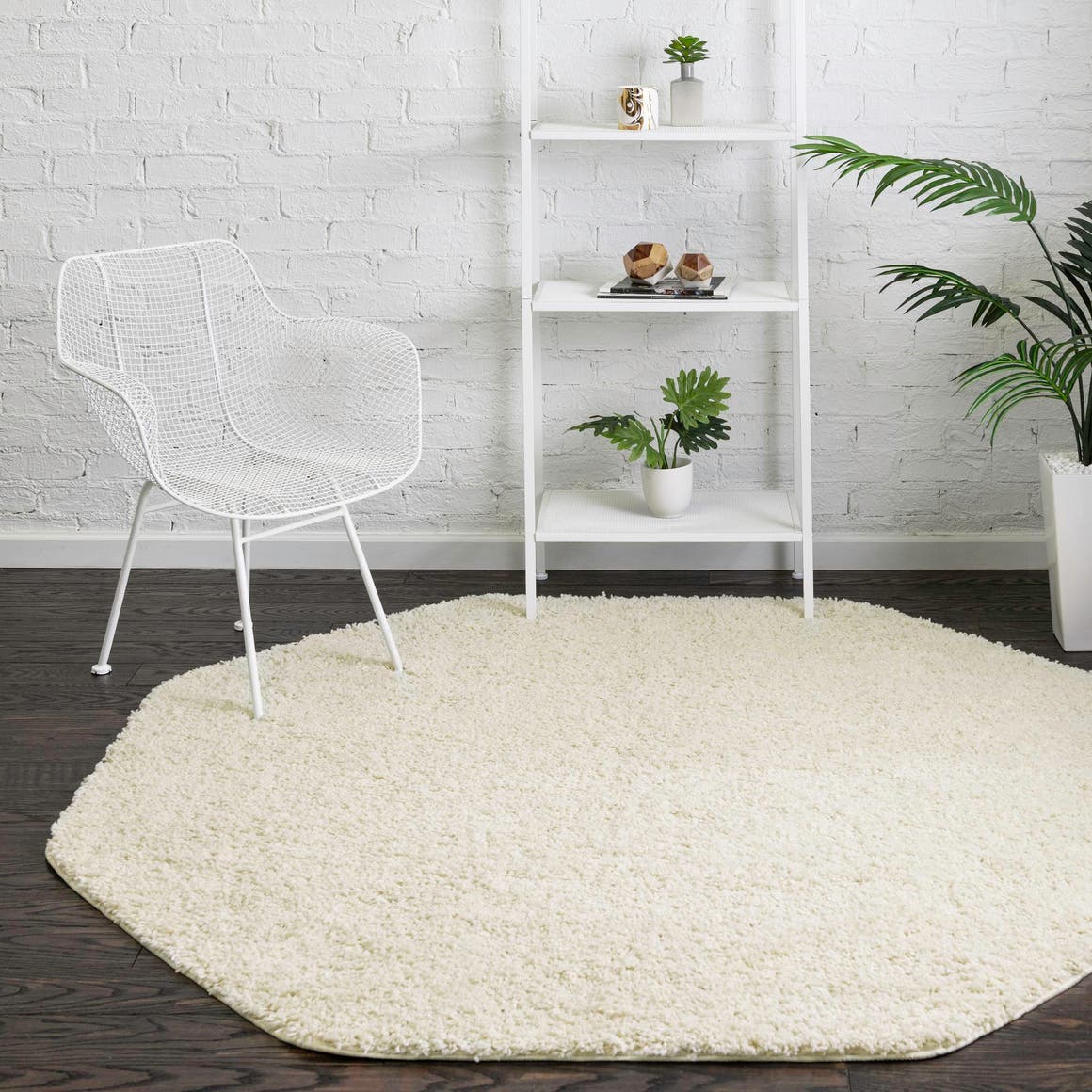 Ivory 6' x 6' Everyday Shag Octagon Area Rug Thick Soft Touch Fluffy & Plush Shaggy Pile 100% Polypropylene With Cotton Backing Durable  Carpet for Sale at Rug Engine