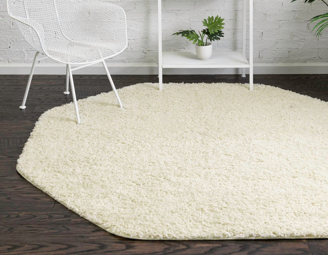 Ivory 4' x 4' Everyday Shag Octagon Area Rug Thick Soft Touch Fluffy & Plush Shaggy Pile 100% Polypropylene With Cotton Backing Durable  Carpet for Sale at Rug Engine
