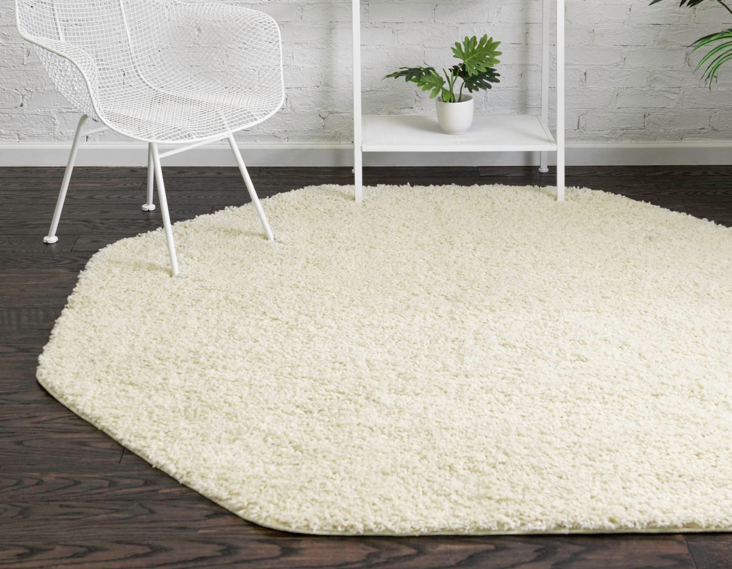 Ivory 7' 10 x 7' 10 Everyday Shag Octagon Area Rug Thick Soft Touch Fluffy & Plush Shaggy Pile 100% Polypropylene With Cotton Backing Durable  Carpet for Sale at Rug Engine