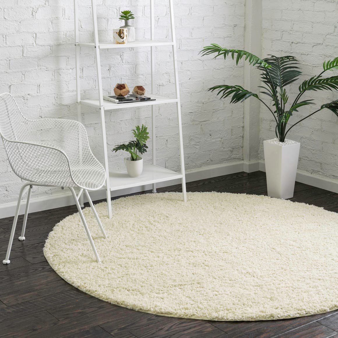 Ivory 4' x 4' Everyday Shag Round Area Rug Thick Soft Touch Fluffy & Plush Shaggy Pile 100% Polypropylene With Cotton Backing Durable  Carpet for Sale at Rug Engine