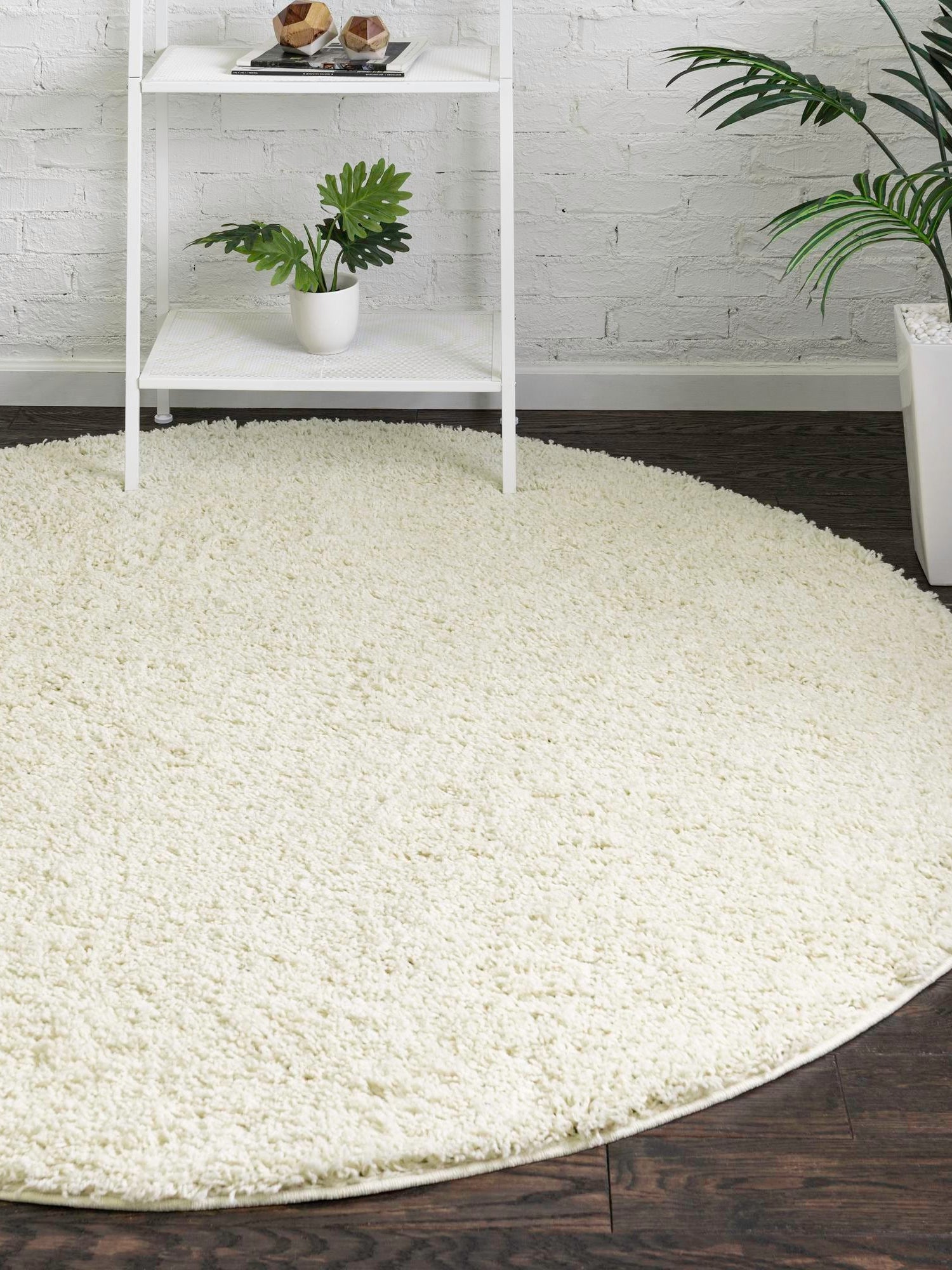 Ivory 7' 10 x 7' 10 Everyday Shag Round Area Rug Thick Soft Touch Fluffy & Plush Shaggy Pile 100% Polypropylene With Cotton Backing Durable  Carpet for Sale at Rug Engine