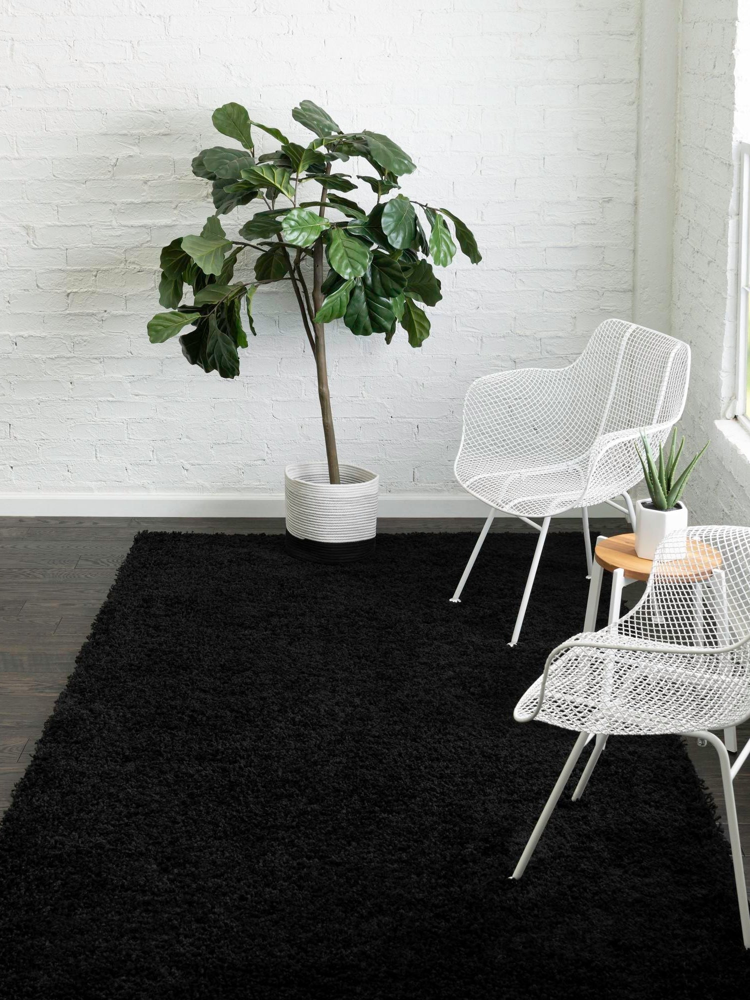 Black 9' x 12' Everyday Shag Rectangle Area Rug Thick Soft Touch Fluffy & Plush Shaggy Pile 100% Polypropylene With Cotton Backing Durable  Carpet for Sale at Rug Engine
