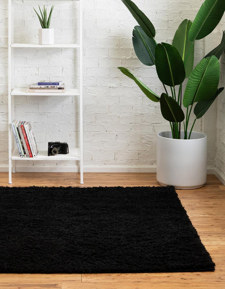 Black 5' x 5' Everyday Shag Square Area Rug Thick Soft Touch Fluffy & Plush Shaggy Pile 100% Polypropylene With Cotton Backing Durable  Carpet for Sale at Rug Engine