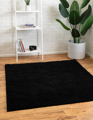 Black 5' x 5' Everyday Shag Square Area Rug Thick Soft Touch Fluffy & Plush Shaggy Pile 100% Polypropylene With Cotton Backing Durable  Carpet for Sale at Rug Engine