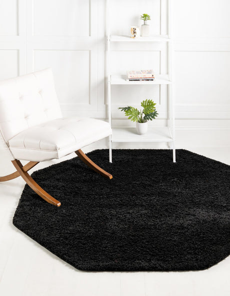 Black 6' x 6' Everyday Shag Octagon Area Rug Thick Soft Touch Fluffy & Plush Shaggy Pile 100% Polypropylene With Cotton Backing Durable  Carpet for Sale at Rug Engine