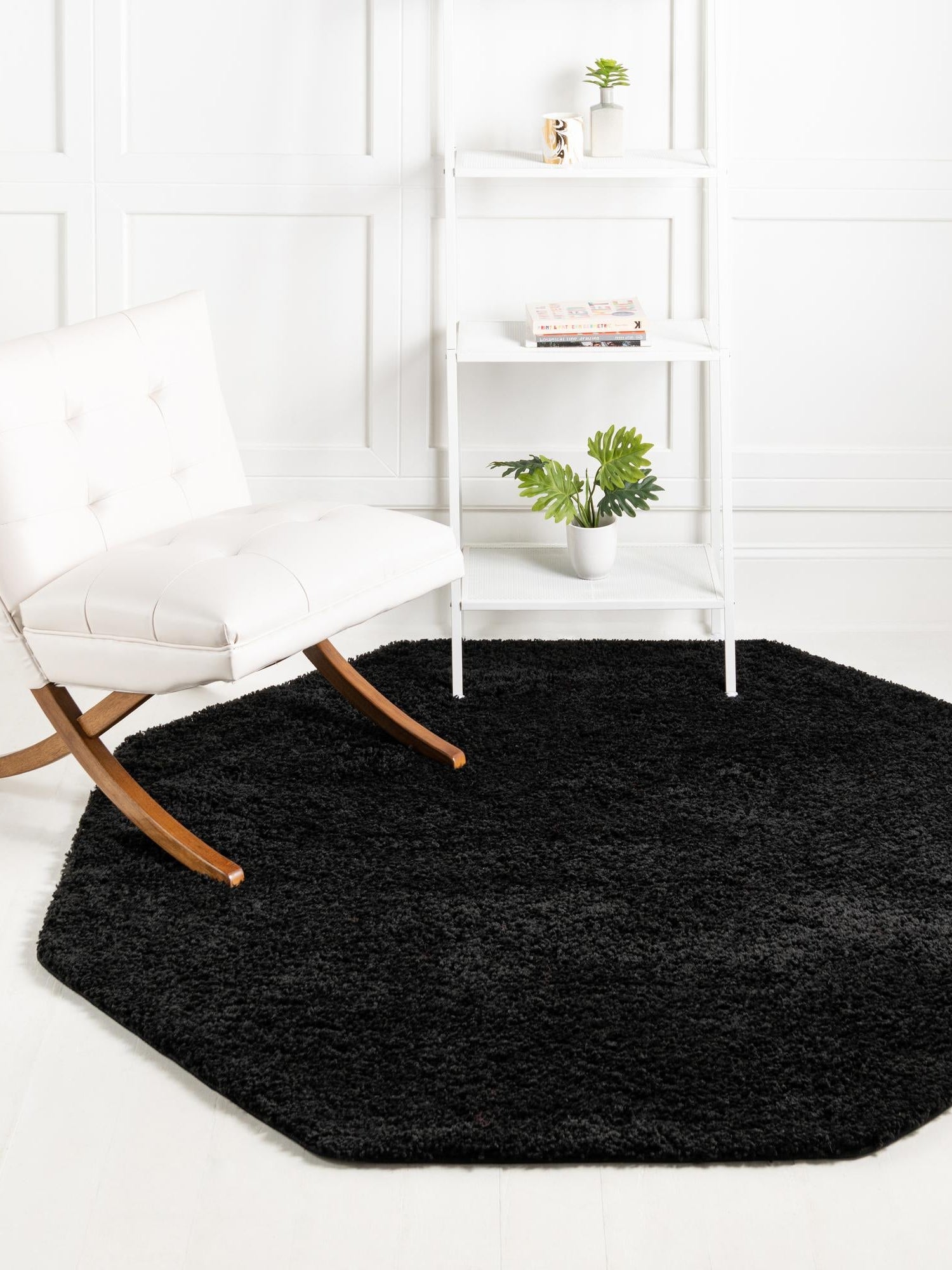 Black 4' x 4' Everyday Shag Octagon Area Rug Thick Soft Touch Fluffy & Plush Shaggy Pile 100% Polypropylene With Cotton Backing Durable  Carpet for Sale at Rug Engine
