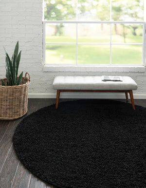 Black 7' 10 x 7' 10 Everyday Shag Round Area Rug Thick Soft Touch Fluffy & Plush Shaggy Pile 100% Polypropylene With Cotton Backing Durable  Carpet for Sale at Rug Engine