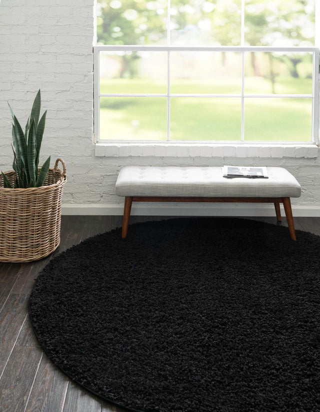 Black 7' 10 x 7' 10 Everyday Shag Round Area Rug Thick Soft Touch Fluffy & Plush Shaggy Pile 100% Polypropylene With Cotton Backing Durable  Carpet for Sale at Rug Engine