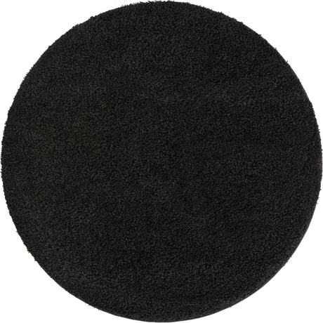 Black 5' x 5' Everyday Shag Round Area Rug Thick Soft Touch Fluffy & Plush Shaggy Pile 100% Polypropylene With Cotton Backing Durable  Carpet for Sale at Rug Engine