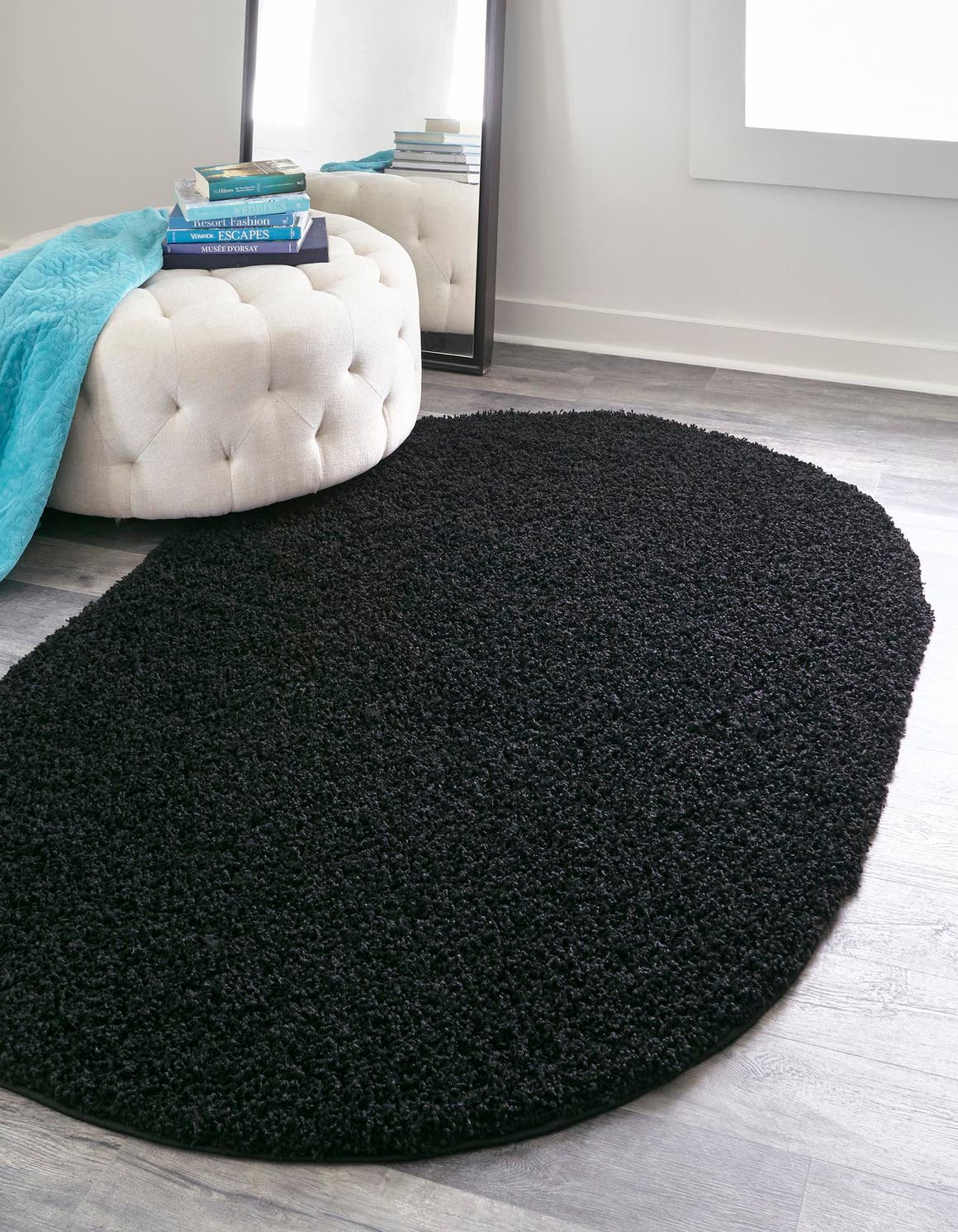 Black 8' x 10' Everyday Shag Oval Area Rug Thick Soft Touch Fluffy & Plush Shaggy Pile 100% Polypropylene With Cotton Backing Durable  Carpet for Sale at Rug Engine