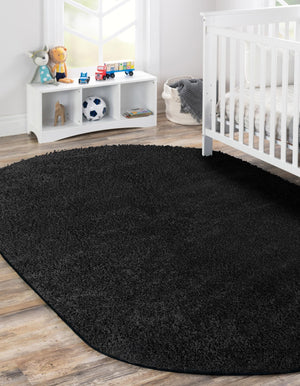 Black 3' 3 x 5' 3 Everyday Shag Oval Area Rug Thick Soft Touch Fluffy & Plush Shaggy Pile 100% Polypropylene With Cotton Backing Durable  Carpet for Sale at Rug Engine