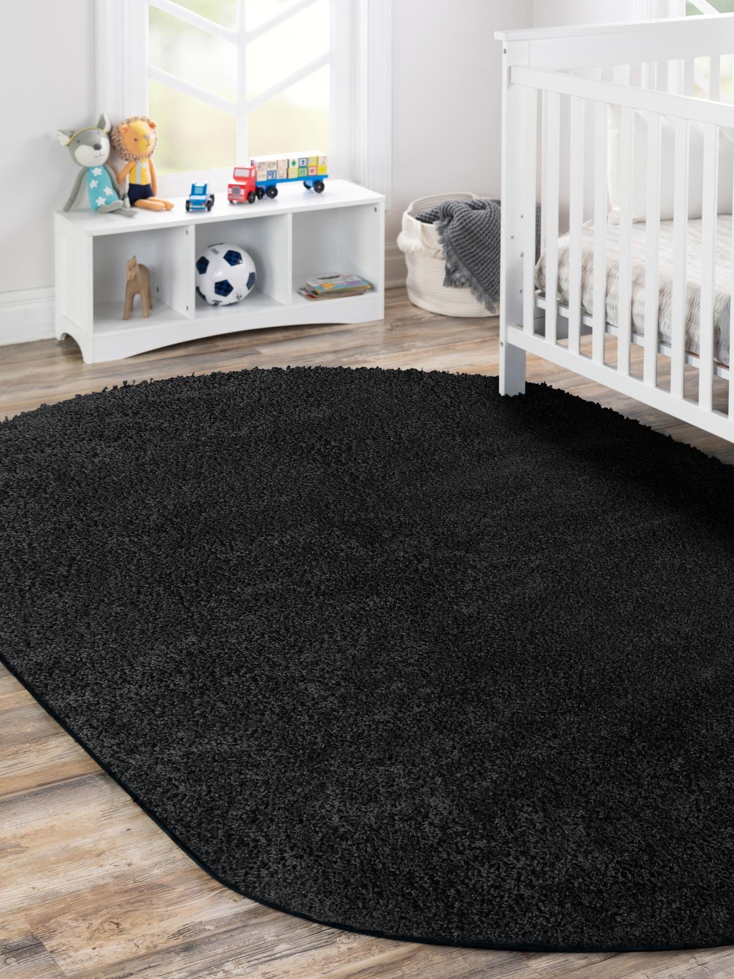 Black 5' x 8' Everyday Shag Oval Area Rug Thick Soft Touch Fluffy & Plush Shaggy Pile 100% Polypropylene With Cotton Backing Durable  Carpet for Sale at Rug Engine