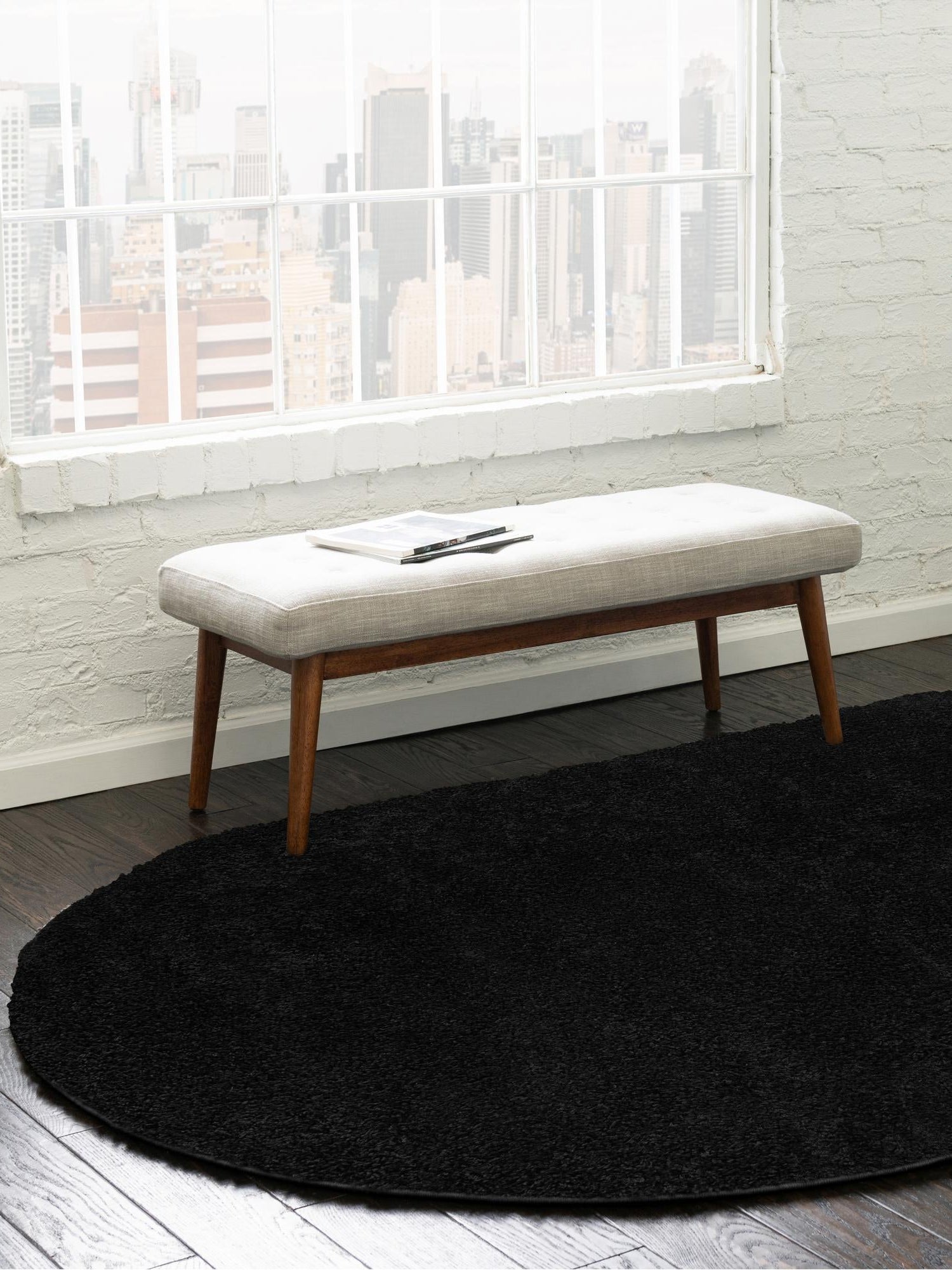 Black 5' x 8' Everyday Shag Oval Area Rug Thick Soft Touch Fluffy & Plush Shaggy Pile 100% Polypropylene With Cotton Backing Durable  Carpet for Sale at Rug Engine