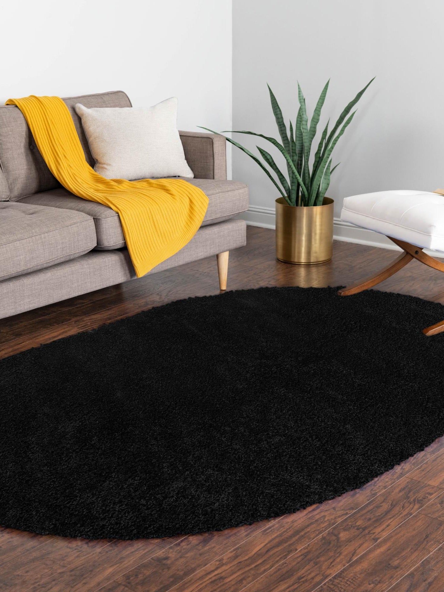 Black 5' x 8' Everyday Shag Oval Area Rug Thick Soft Touch Fluffy & Plush Shaggy Pile 100% Polypropylene With Cotton Backing Durable  Carpet for Sale at Rug Engine