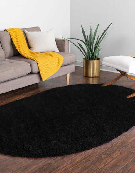 Black 5' x 8' Everyday Shag Oval Area Rug Thick Soft Touch Fluffy & Plush Shaggy Pile 100% Polypropylene With Cotton Backing Durable  Carpet for Sale at Rug Engine