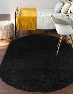 Black 3' 3 x 5' 3 Everyday Shag Oval Area Rug Thick Soft Touch Fluffy & Plush Shaggy Pile 100% Polypropylene With Cotton Backing Durable  Carpet for Sale at Rug Engine