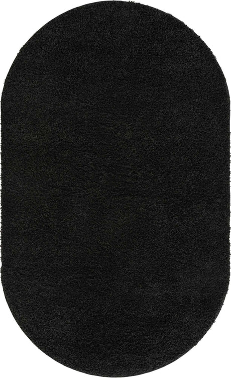 Black 5' x 8' Everyday Shag Oval Area Rug Thick Soft Touch Fluffy & Plush Shaggy Pile 100% Polypropylene With Cotton Backing Durable  Carpet for Sale at Rug Engine