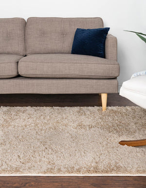 Taupe 6' x 9' Everyday Shag Rectangle Area Rug Thick Soft Touch Fluffy & Plush Shaggy Pile 100% Polypropylene With Cotton Backing Durable  Carpet for Sale at Rug Engine