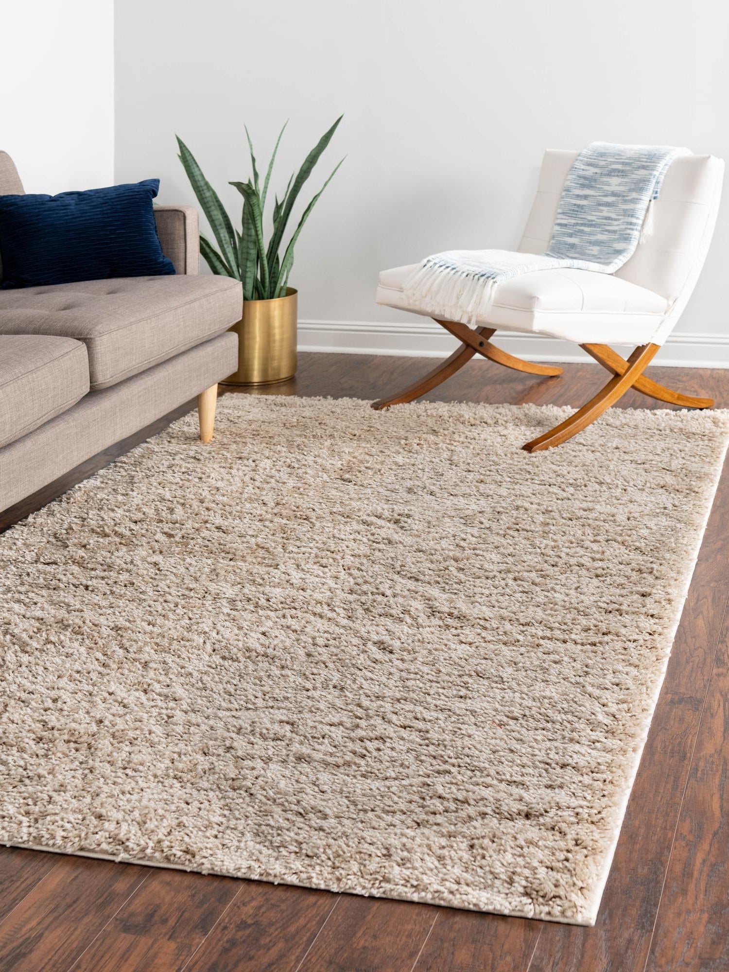 Taupe 5' x 8' Everyday Shag Rectangle Area Rug Thick Soft Touch Fluffy & Plush Shaggy Pile 100% Polypropylene With Cotton Backing Durable  Carpet for Sale at Rug Engine