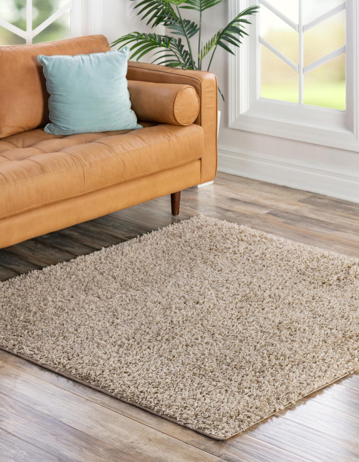 Taupe 7' 10 x 7' 10 Everyday Shag Square Area Rug Thick Soft Touch Fluffy & Plush Shaggy Pile 100% Polypropylene With Cotton Backing Durable  Carpet for Sale at Rug Engine