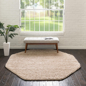 Taupe 4' x 4' Everyday Shag Octagon Area Rug Thick Soft Touch Fluffy & Plush Shaggy Pile 100% Polypropylene With Cotton Backing Durable  Carpet for Sale at Rug Engine