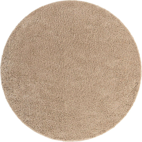 Taupe 7' 10 x 7' 10 Everyday Shag Round Area Rug Thick Soft Touch Fluffy & Plush Shaggy Pile 100% Polypropylene With Cotton Backing Durable  Carpet for Sale at Rug Engine