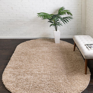 Taupe 5' x 8' Everyday Shag Oval Area Rug Thick Soft Touch Fluffy & Plush Shaggy Pile 100% Polypropylene With Cotton Backing Durable  Carpet for Sale at Rug Engine