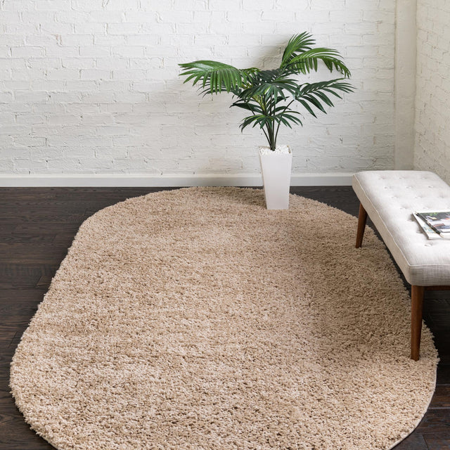 Taupe 5' x 8' Everyday Shag Oval Area Rug Thick Soft Touch Fluffy & Plush Shaggy Pile 100% Polypropylene With Cotton Backing Durable  Carpet for Sale at Rug Engine