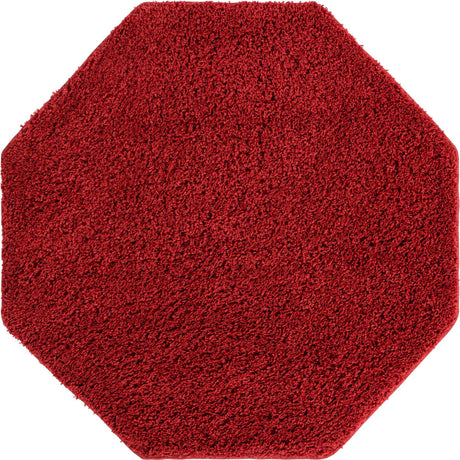 Cherry Red 4' x 4' Everyday Shag Octagon Area Rug Thick Soft Touch Fluffy & Plush Shaggy Pile 100% Polypropylene With Cotton Backing Durable  Carpet for Sale at Rug Engine
