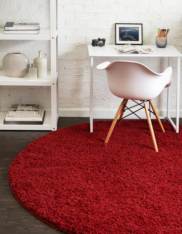 Cherry Red 4' x 4' Everyday Shag Round Area Rug Thick Soft Touch Fluffy & Plush Shaggy Pile 100% Polypropylene With Cotton Backing Durable  Carpet for Sale at Rug Engine