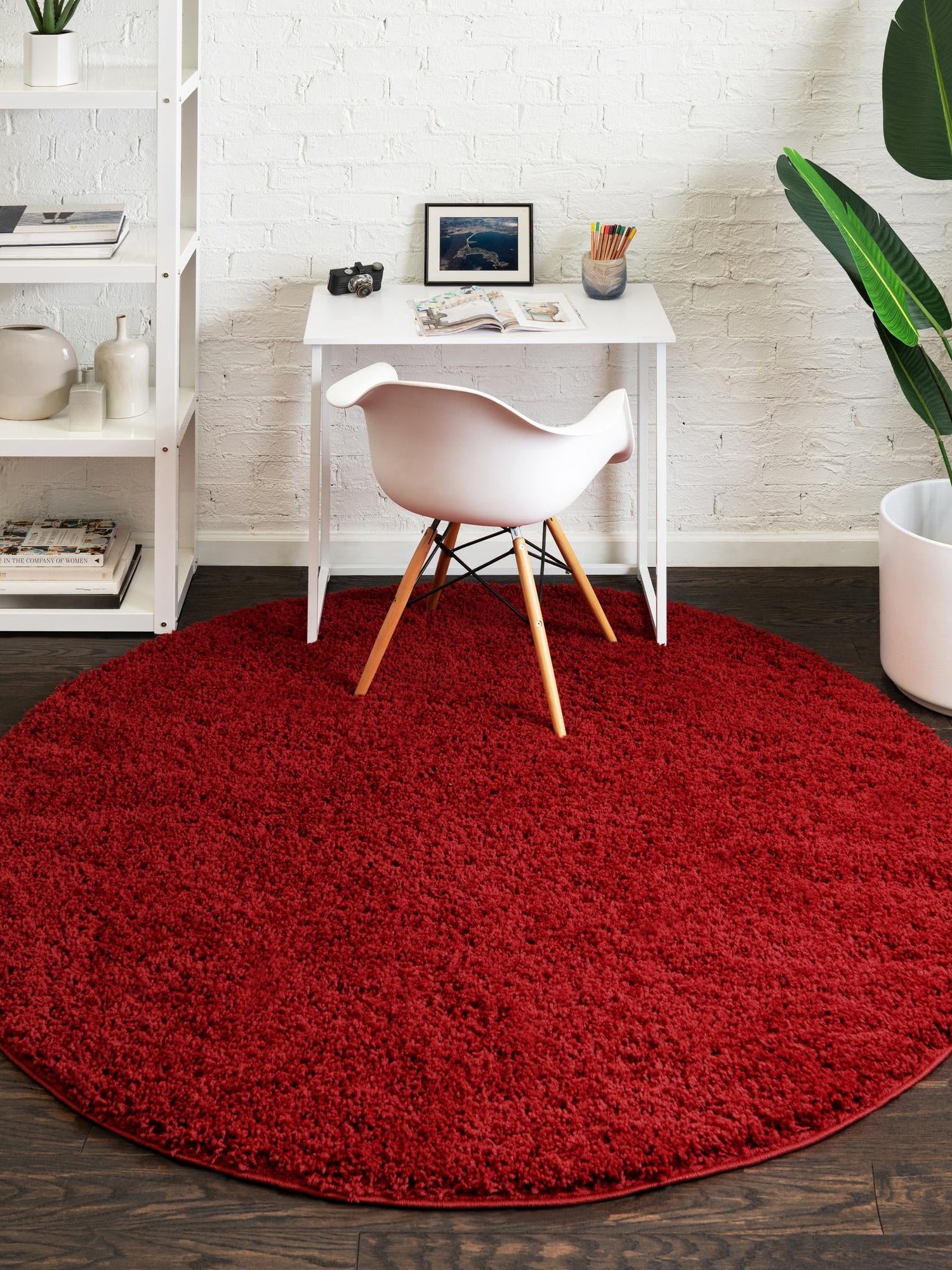Cherry Red 3' 3 x 3' 3 Everyday Shag Round Area Rug Thick Soft Touch Fluffy & Plush Shaggy Pile 100% Polypropylene With Cotton Backing Durable  Carpet for Sale at Rug Engine