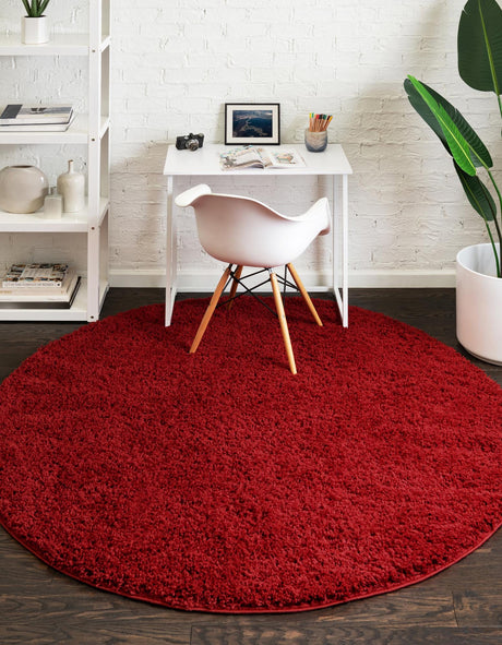 Cherry Red 6' x 6' Everyday Shag Round Area Rug Thick Soft Touch Fluffy & Plush Shaggy Pile 100% Polypropylene With Cotton Backing Durable  Carpet for Sale at Rug Engine