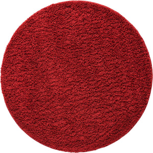 Cherry Red 5' x 5' Everyday Shag Round Area Rug Thick Soft Touch Fluffy & Plush Shaggy Pile 100% Polypropylene With Cotton Backing Durable  Carpet for Sale at Rug Engine
