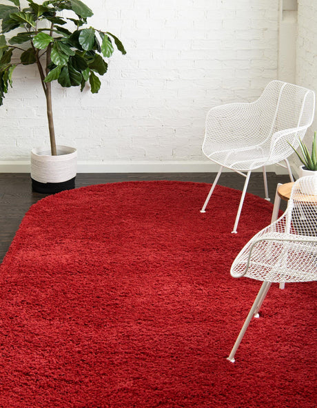 Cherry Red 8' x 10' Everyday Shag Oval Area Rug Thick Soft Touch Fluffy & Plush Shaggy Pile 100% Polypropylene With Cotton Backing Durable  Carpet for Sale at Rug Engine