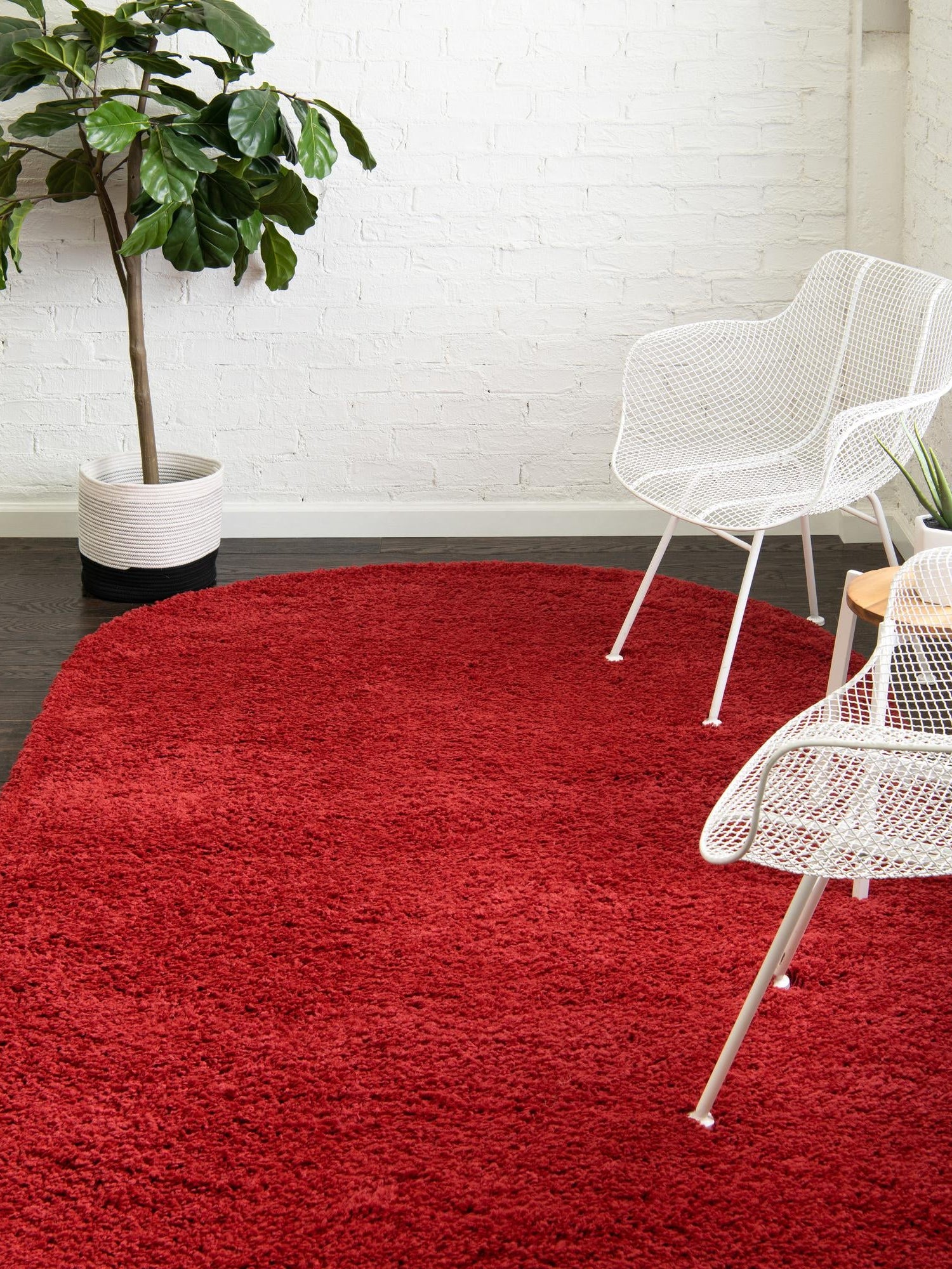 Cherry Red 5' x 8' Everyday Shag Oval Area Rug Thick Soft Touch Fluffy & Plush Shaggy Pile 100% Polypropylene With Cotton Backing Durable  Carpet for Sale at Rug Engine