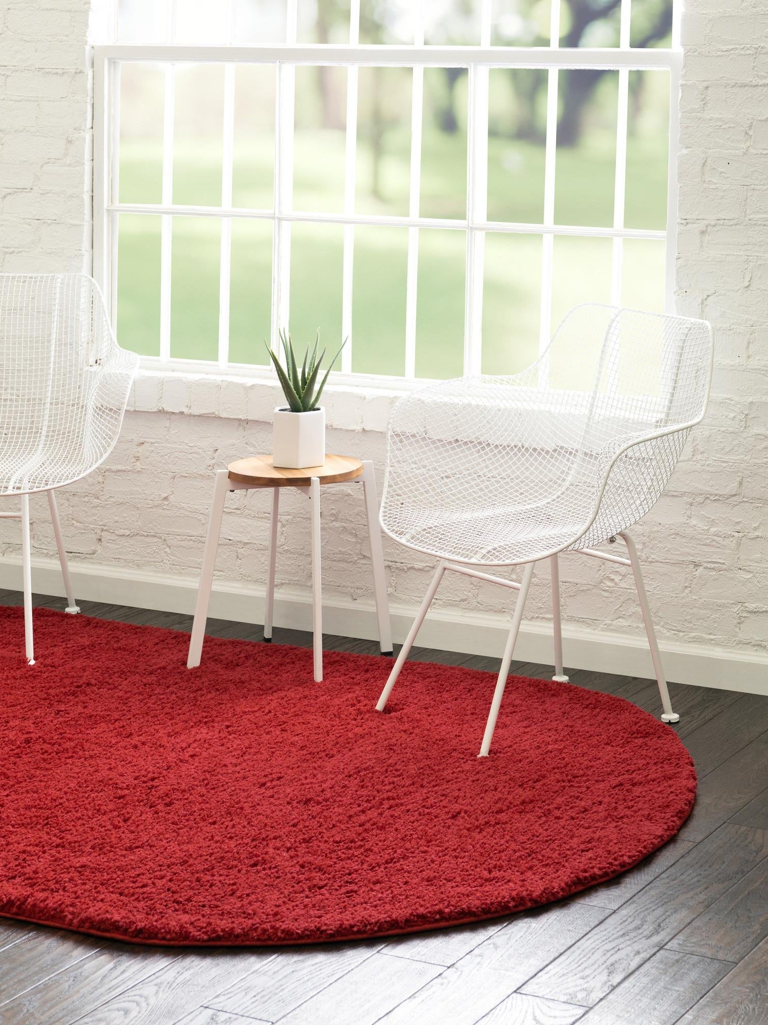 Cherry Red 8' x 10' Everyday Shag Oval Area Rug Thick Soft Touch Fluffy & Plush Shaggy Pile 100% Polypropylene With Cotton Backing Durable  Carpet for Sale at Rug Engine