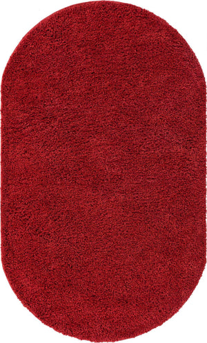 Cherry Red 5' x 8' Everyday Shag Oval Area Rug Thick Soft Touch Fluffy & Plush Shaggy Pile 100% Polypropylene With Cotton Backing Durable  Carpet for Sale at Rug Engine