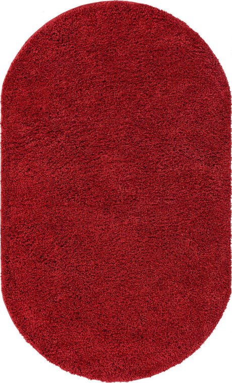 Cherry Red 5' x 8' Everyday Shag Oval Area Rug Thick Soft Touch Fluffy & Plush Shaggy Pile 100% Polypropylene With Cotton Backing Durable  Carpet for Sale at Rug Engine