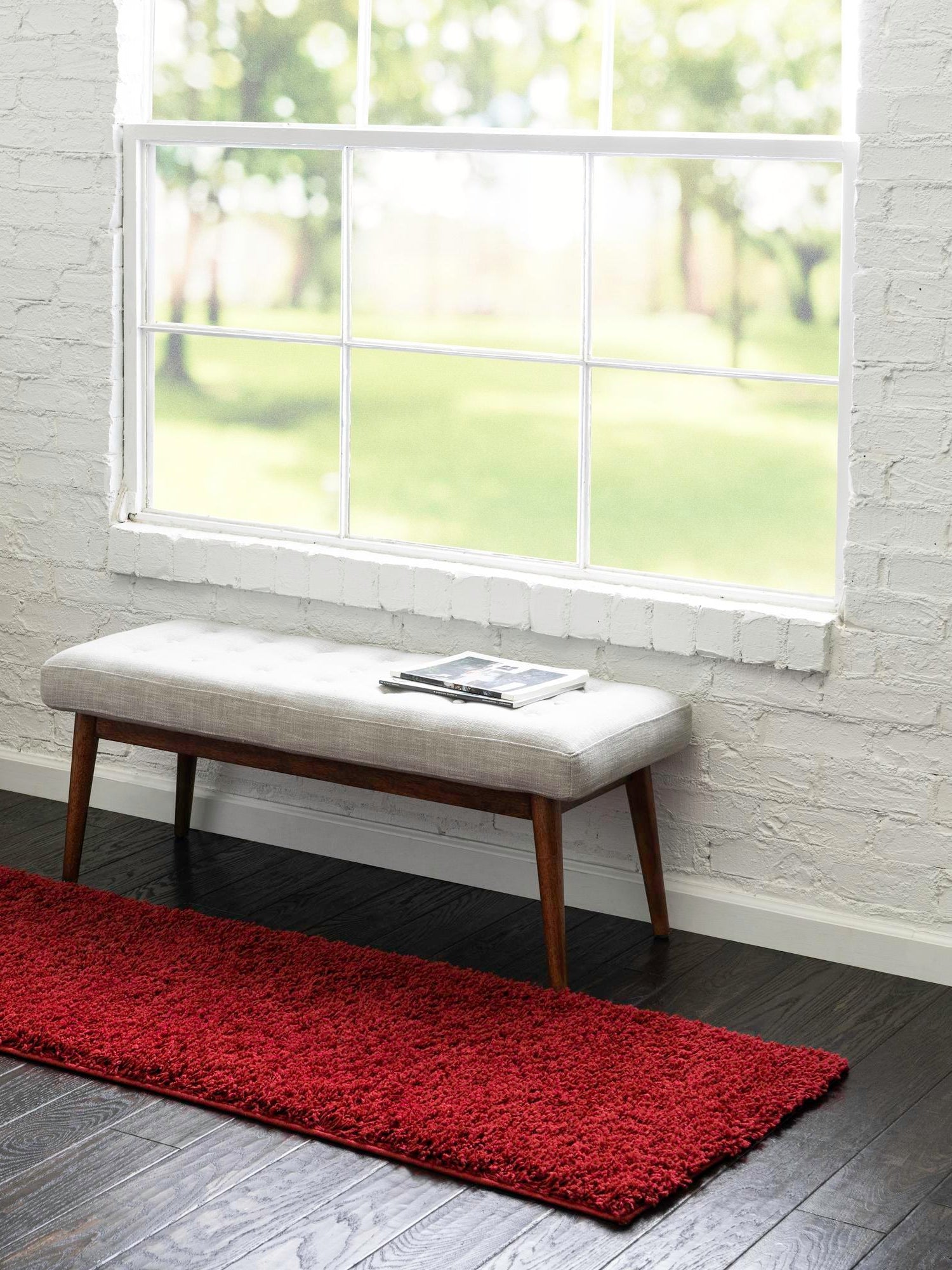 Cherry Red 2' 6 x 10' Everyday Shag Runner Area Rug Thick Soft Touch Fluffy & Plush Shaggy Pile 100% Polypropylene With Cotton Backing Durable  Carpet for Sale at Rug Engine