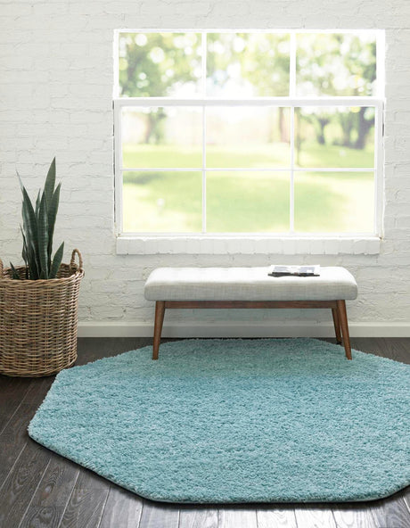 Turquoise 6' x 6' Everyday Shag Octagon Area Rug Thick Soft Touch Fluffy & Plush Shaggy Pile 100% Polypropylene With Cotton Backing Durable  Carpet for Sale at Rug Engine