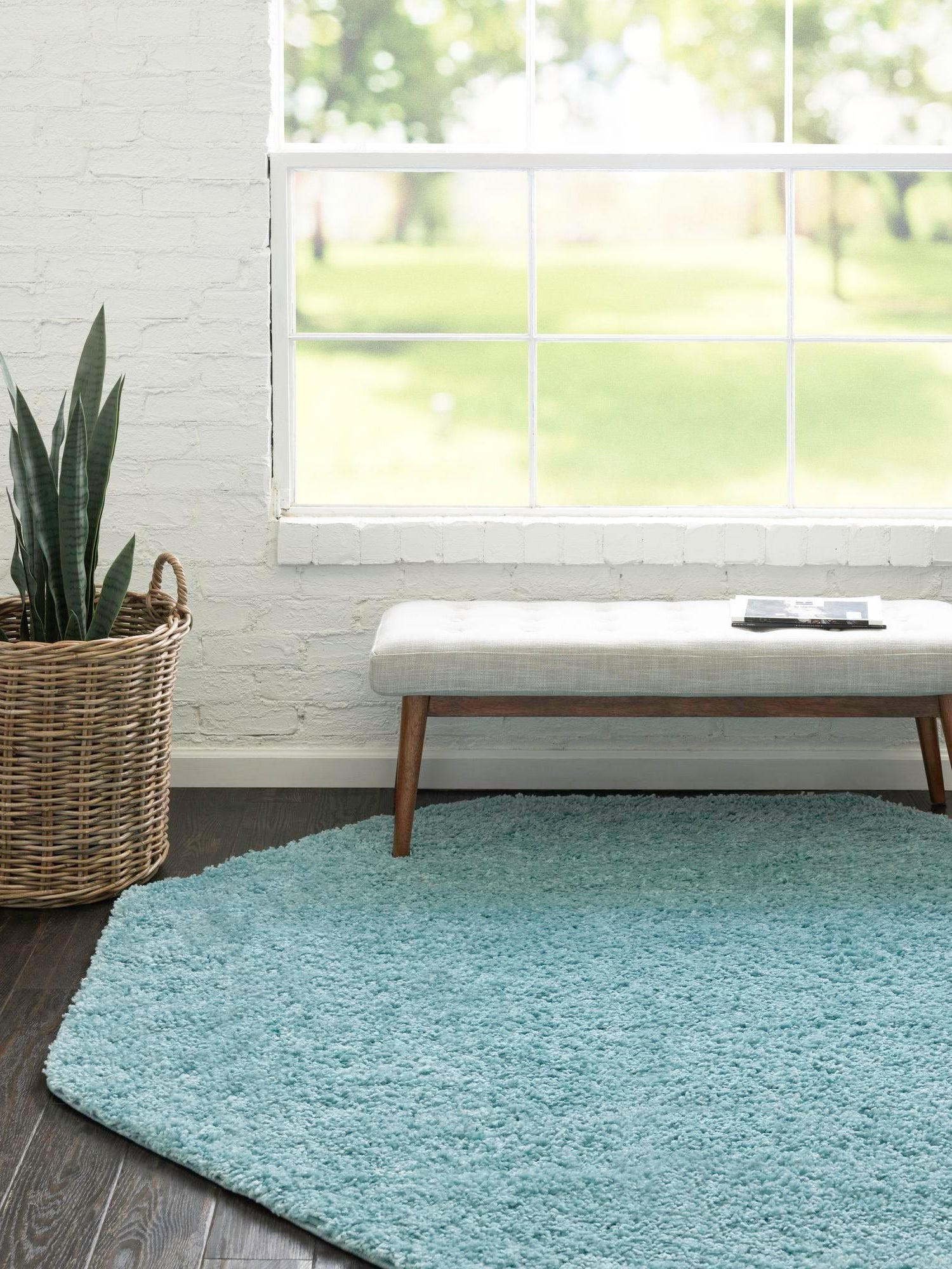 Turquoise 7' 10 x 7' 10 Everyday Shag Octagon Area Rug Thick Soft Touch Fluffy & Plush Shaggy Pile 100% Polypropylene With Cotton Backing Durable  Carpet for Sale at Rug Engine